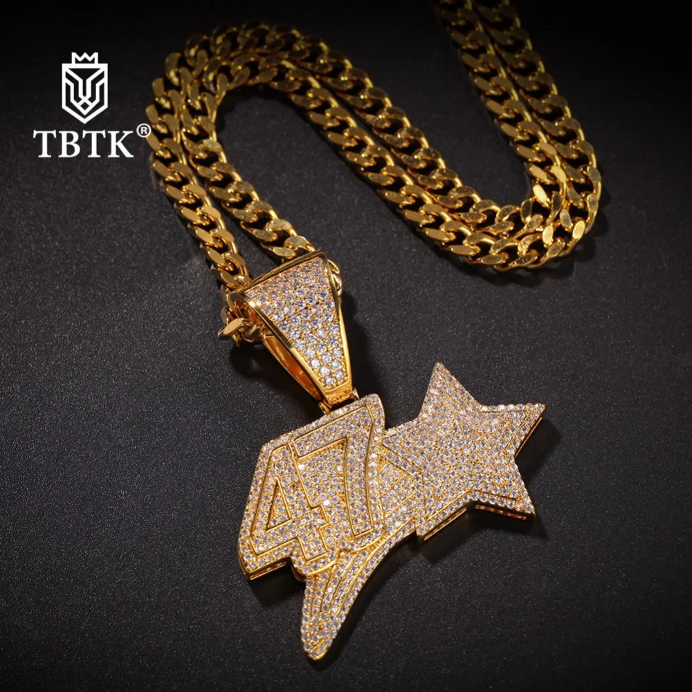 Подвеска TBTK Number Forty Seven 47 Star Model Золотая цепочка костюм раппера Ювелирное