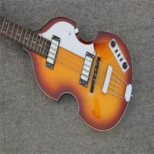 New arrival! Light color 4 string electric bass, semi tubular, tiger stripes cover, high quality, free shipping!!!!!