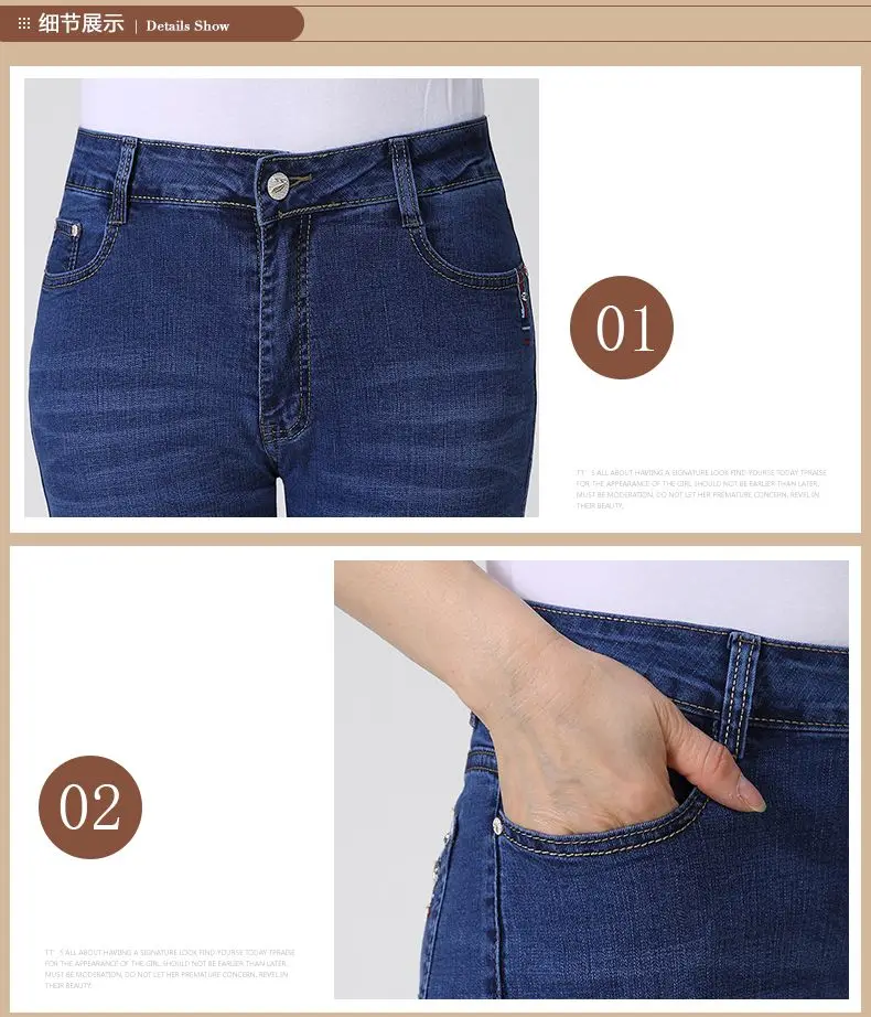 WAEOLSA Woman Denim Ninth Pant Blue Cropped Jeans Trouser Spring Autumn Women Slim Fit Denim Trousers Lady Casual Jeans Pant 40S 50S 60S (6)