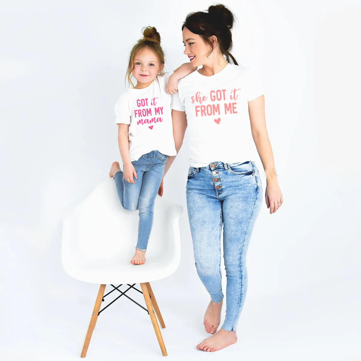 

She Got It From Me & I Got It From My Mama Summer Family Matching Cloth Tshirt Women Son Daughter T-Shirt Kids Girl Boys TShirt