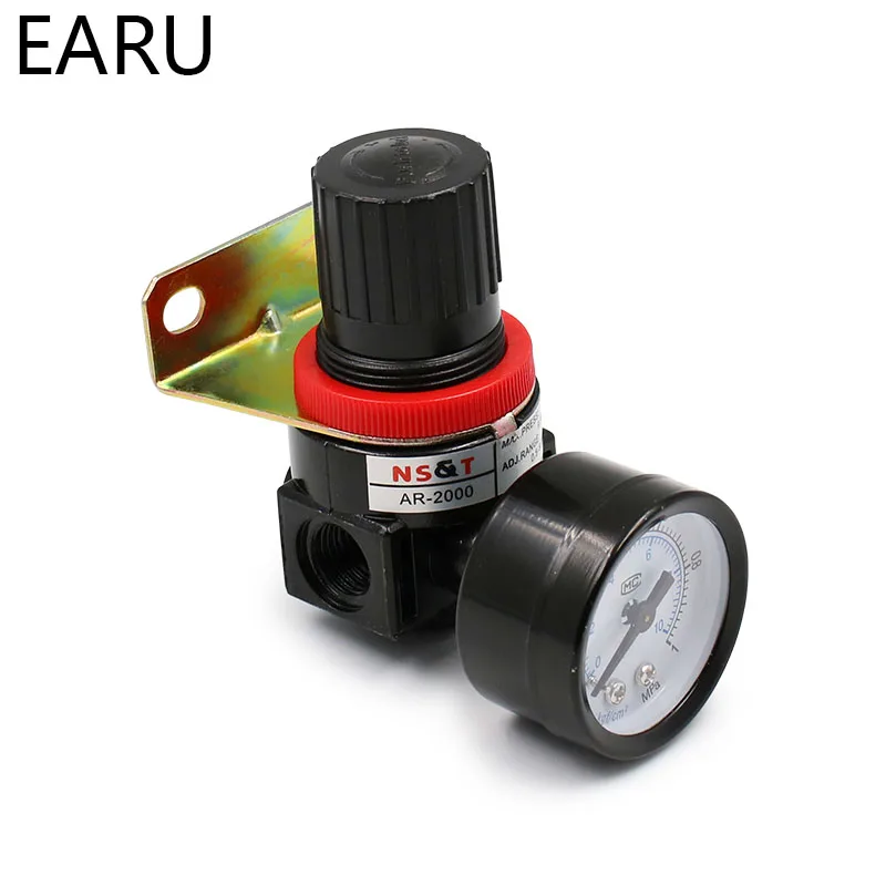 

AR2000 G1/4'' Pneumatic Mini Air Pressure Relief Control Compressor Regulator Treatment Units Valve with Gauge Fitting Wholesale