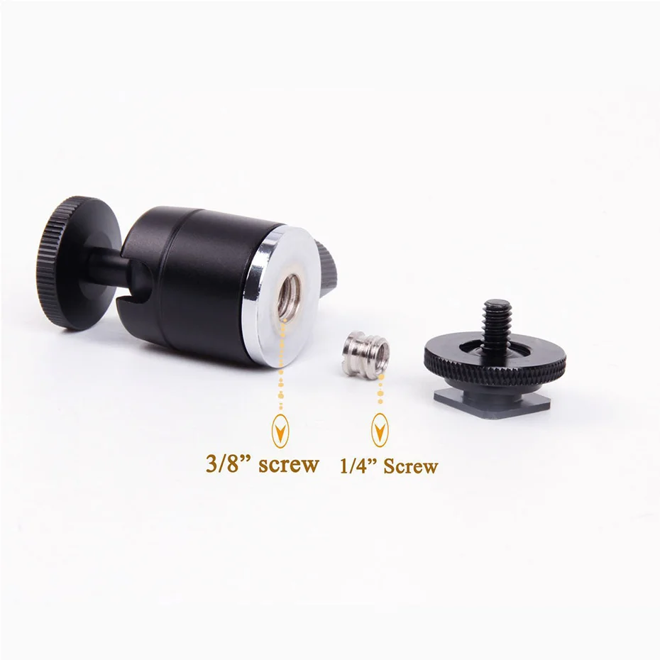 TiYiViRi Aluminum Alloy Camera Mini Tripod ballhead Ball Head Hot shoe to 14 38 Screw mount for Nikon Sony DSLR Camera Tripod  (6)
