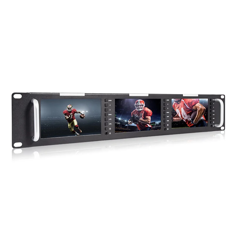 Feelworld Triple 5" 2RU 800x480 Broadcast Rack Mount Monitor with 3G-SDI HDMI AV Input Output Triple Screens LCD Monitor T51