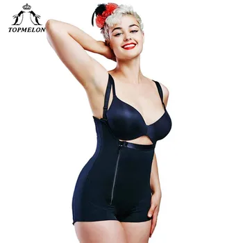 

TOPMELON Women Sexy Body Shaper Plunge U Underwear Slimming Bodysuits Zipper Waist Trainer Tummy Control Shapewear Butt Lifter