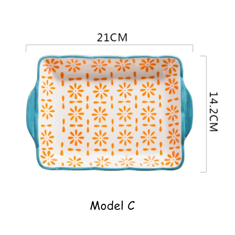 Прямоугольная тарелка, керамическая тарелка, красочный поднос для запеченного риса, поднос для сыра, блюдо для печи небольшого размера, креативная форма для выпечки, контейнер 1 шт