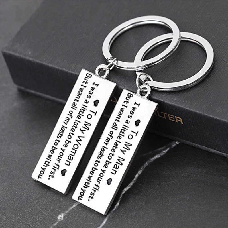 

Couple Keychain To My Woman To My Man Key Letter Carved Matching Keychain Key Ring