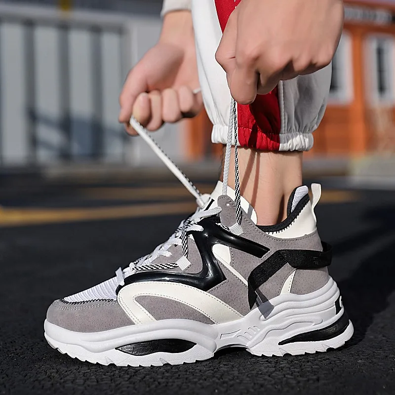 

Stylish Women Running Shoes Increasing 5CM INS Ulzza Harajuku Sneakers Cushioning Height Platform Breathable Mesh Sports Walking