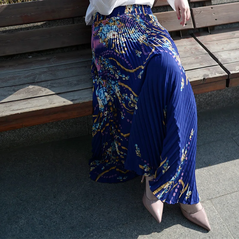 Plissada do Vintage Inferiores para Mulheres Longo Princesa Chiffon Saia Cintura Alta Grandes Saias Estilo Verão Jupe Femme 14 cintura alta grandes saias inferiores das mulheres saia estilo verão jupe femme