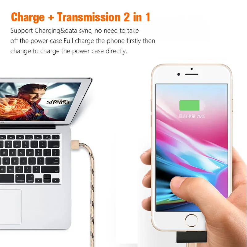 4500mAh Mini Portable Charger For iPhone X 7 8 6 6S Plus 5 5S SE XS MAX XR Slim Backup External Battery Charger Case Power Bank