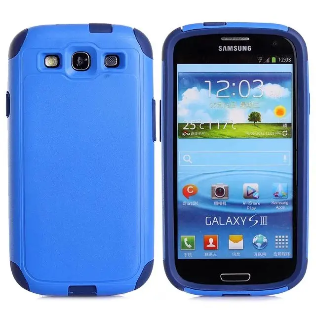 Blue DHL 2 в 1 Гибридный ПК+ ТПУ чехол для Samsung Galaxy S3 i9300, пластиковый чехол для Galaxy SIII i9300 100 шт/партия - Цвет: Blue