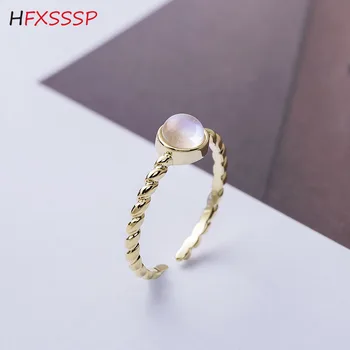 

HFXSSSP S925silver simple cat eyes imitation moonstone female models fashion weaving opening personality design ring jewelry