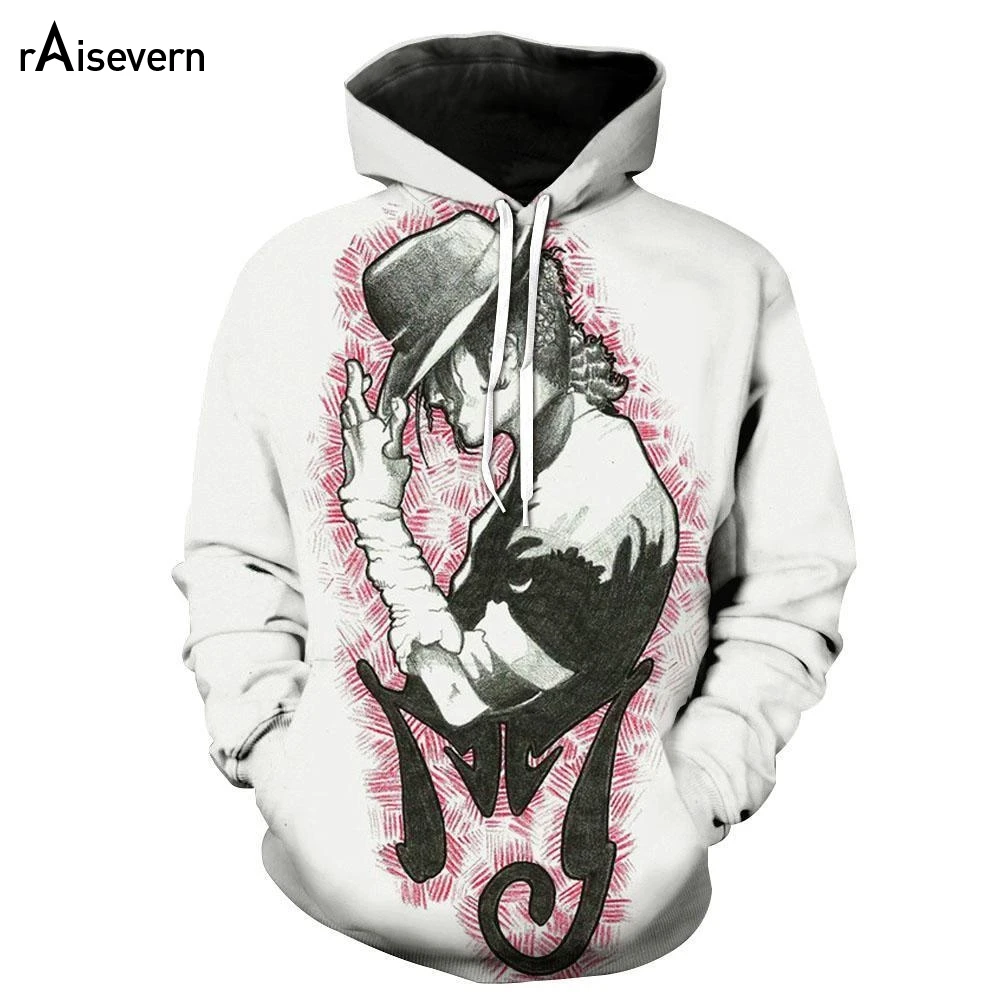  Raisevern Hipster Michael Jackson Hoodies Funny 3D Print Sweatshirt Jacket Men Women Fashion Pullov