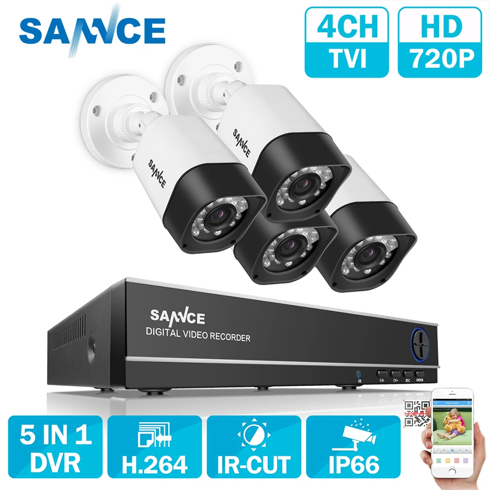 Камера видеонаблюдения SANNCE 4 канала 720P DVR HD 1 0 МП с P2P и QR кодом|cameras camera|camera fixcamera