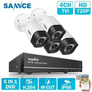 

SANNCE 4CH 720P DVR Surveillance System and (4)HD 1.0 MP Outdoor Fixed Security Cameras with P2P & QR Code Scan Easy Remote
