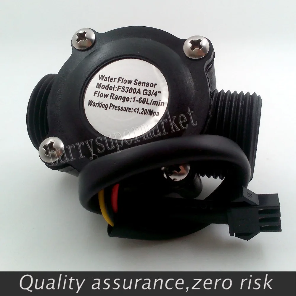 

2PCS G3/4" Water Flow Hall Sensor Switch Flow Meter Flowmeter Counter 1-60L/min
