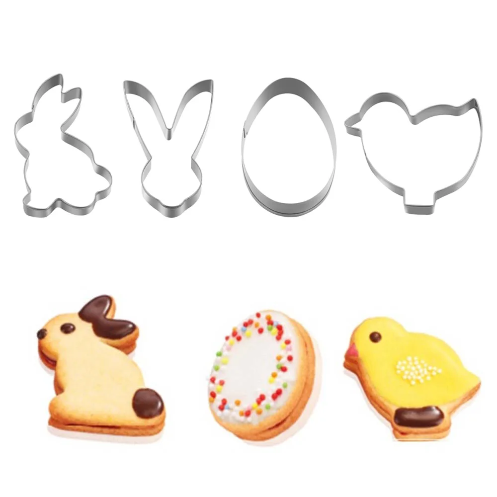 

4PCS/set Easter Egg Rabbit Shape Cookie Cutter Stainless Steel Cake Mold Stencils Baking Biscuit Kitchen Pastry Model Tools