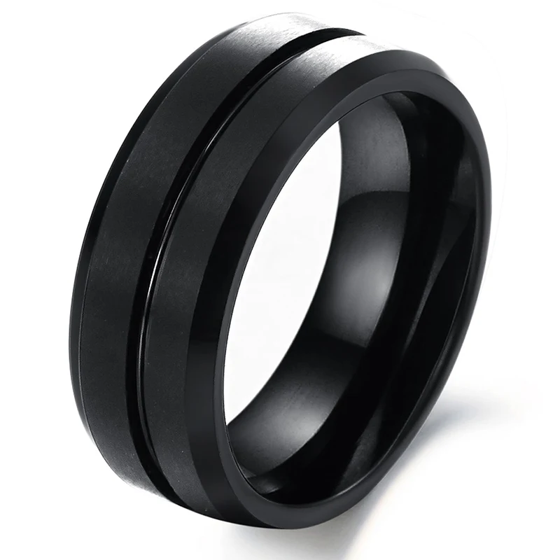 

New Retro Tungsten Steel Men Ring Fashion Trend Smooth Black Ring Male Jewelry Accessories Birthday Romantic Gift For Boyfriend
