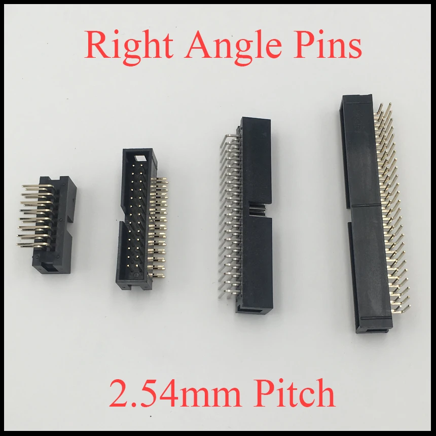 

DC3 16P 18P 20P 24P 26P 16 18 20 24 26 Pins 2.54mm Pitch Right Angle Double Row Space Connector IDC ISP JTAG Male Header Socket