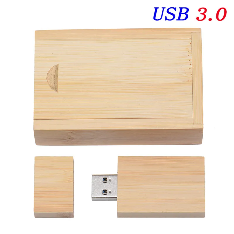 JASTER USB 3,0 креативный бамбуковый и деревянный u-диск квадратный USB+ нажимная коробка 4 ГБ 8 ГБ 16 ГБ 32 ГБ 64 ГБ 128 ГБ usb флеш-карта памяти - Цвет: Bamboo