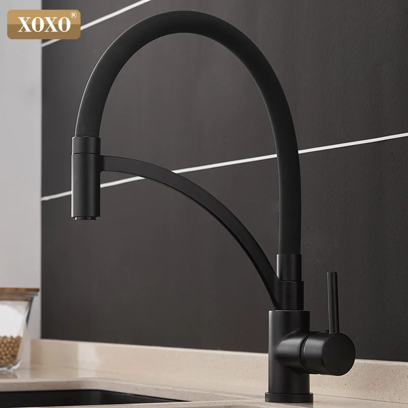  XOXO Kitchen Faucet Pull Down Cold and Hot Black Chrome Kitchen Tap Sink Deck Mounted Torneira Cozi - 32999553996