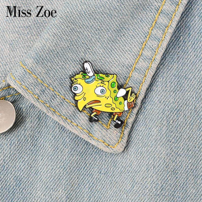 

Cartoon Cute Sponge Meme Enamel Pins Sponge Brooches Badge Bag Jeans Lapel Pin Funny Anime Jewelry Gift for kids friends