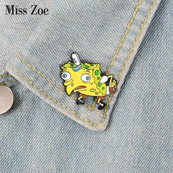 

Cartoon Cute Sponge Meme Enamel Pins Sponge Brooches Badge Bag Jeans Lapel Pin Funny Anime Jewelry Gift for kids friends