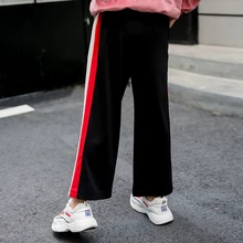 

Girls Wide Leg Pants Children Trousers Girls Clothing Spring Autumn 2018 Striped Loose Big Girls Pants 4 6 8 10 12 Years