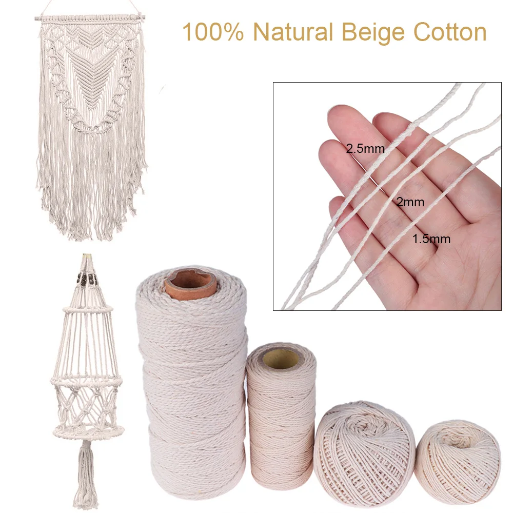 

2019 New Arrival 100% Natural Beige Cotton Twisted Cord Crafts Macrame Artisan String Handmade Gift Packing DIY Home Decoration