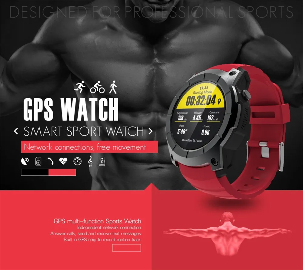 2G SIM Card Smartphone GPS SmartWatch Men Women Bluetooth relogio Heart Rate Speed Fitness Tracker