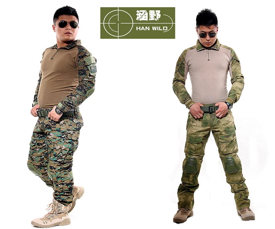 

Military Army Traning Combat Uniform Tactical Camouflage Ghillie Suits With Detachable Kneelet Tactical Clothing For Hunting