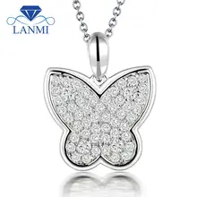 Кулоны для женщин Бабочка Форма Solid 18 К белого золота Бриллиантовая подвеска SI четкость для женщин партии свадебный подарок ювелирные украшения