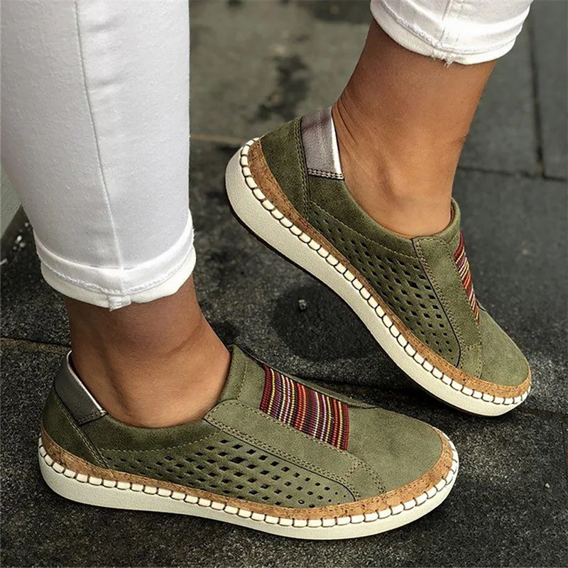 HEFLASHOR/ г., дышащая Весенняя женская Вулканизированная обувь; женская повседневная обувь; модные кожаные женские кроссовки на плоской подошве; обувь на платформе - Цвет: green 2