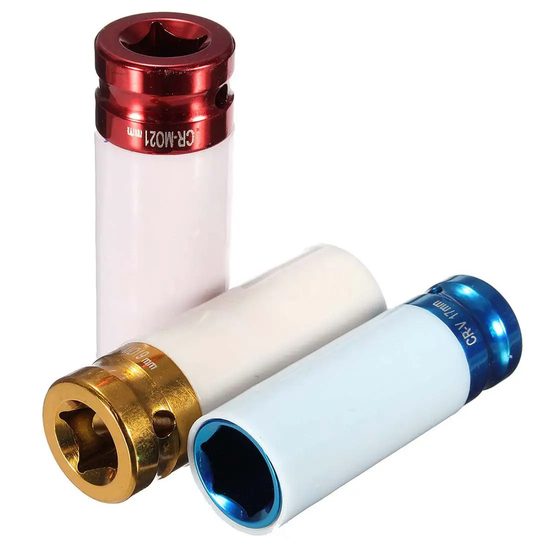 

3 Pcs 1/2 inch 17mm 19mm 21mm Alloy Thin Wall Wheel Nut Deep Impact Socket Drive Set