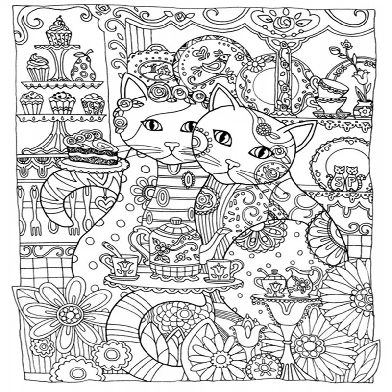 Aliexpresscom Buy Creative Haven Cats Colouring Book For Adults Antistress Coloring 185x21 Secret Garden Series Adult From
