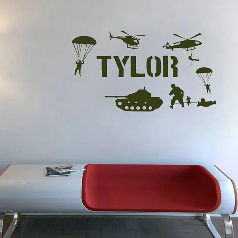 

Free Shipping Tank Parachute Helicopter Wall Decal Kids Love It Vinyl Art Wallpaper 40 Colcor Choice For Home Decoration Y-263