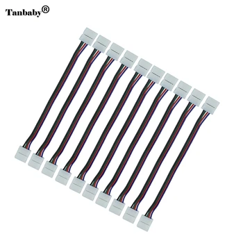 

10pcs/lot 10mm 4pin RGB connector wire double jack wire for connecting 5050 RGB led strip to strip Free Shipping