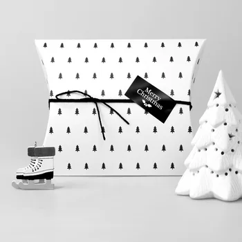 

80 X Black Xmas Tree Pillow Packaging Boxes For Chrismas Party Favors Kids Gift Decor 13.7*18.5CM