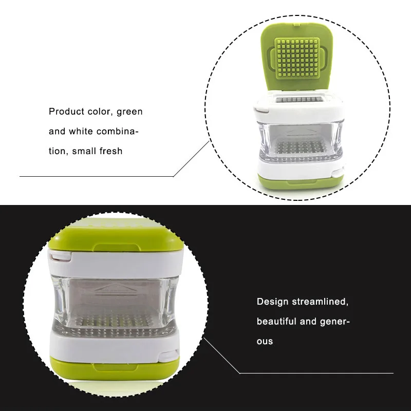 Multifunctional Sharp Garlic Hand Press Stainless Steel Practical Garlic Slicer Chopper Crusher Crush Kitchen Tools - Green (2)