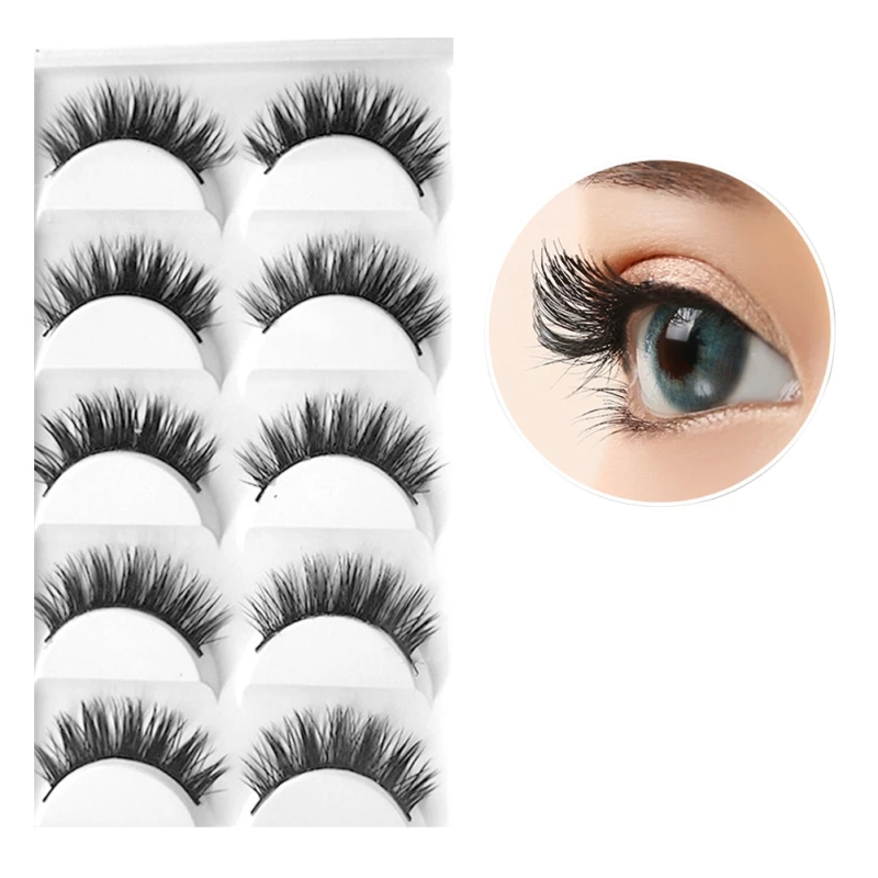 

5 Pairs Handmade Eyelashes False Eyelash Crossing False Eyelashes Long Black Soft Fake Eyelashes Extension Big Eyes
