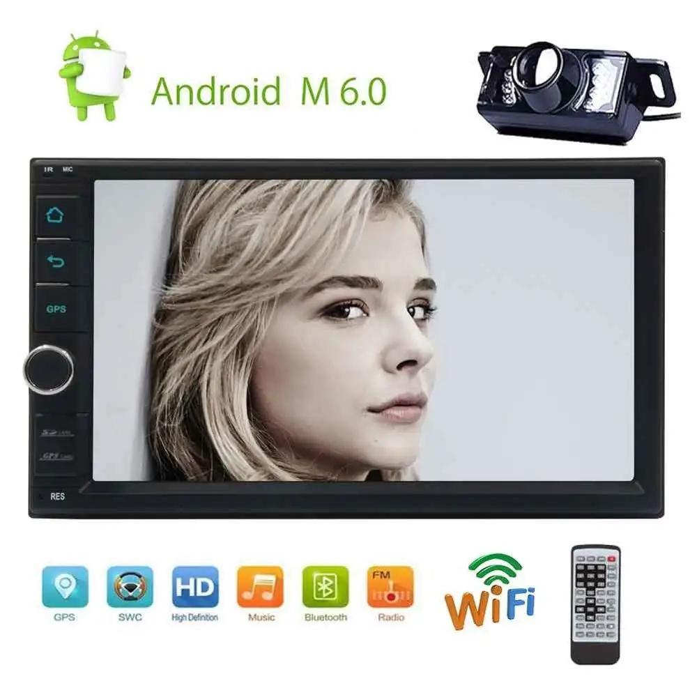 

7'' HD Touchscreen Car Stereo Android 6.0 2Din GPS In Dash Navigation Auto Radio Entertainment Support WiFi/1080P Video+Camera