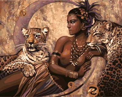 

DRAWJOY Framed DIY Wall Paint Pictures Painting By Numbers Of Beauty Lady And Animals Oil Painting Home Decor For Living Room