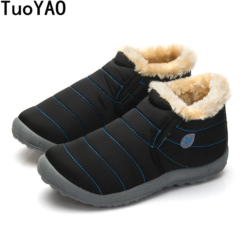 

Size35-48 Waterproof Women Winter Shoes Couple Unisex Snow Boots Warm Fur Inside Antiskid Bottom Keep Warm Mother Casual Boots