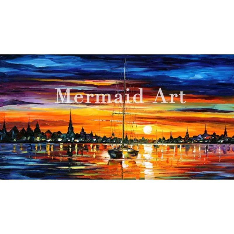 

Hand Painted Oil Painting On Canvas For Abstract Calm Sunset Thick Palette Knife Painting Living Room Wall Decor Artwork Art