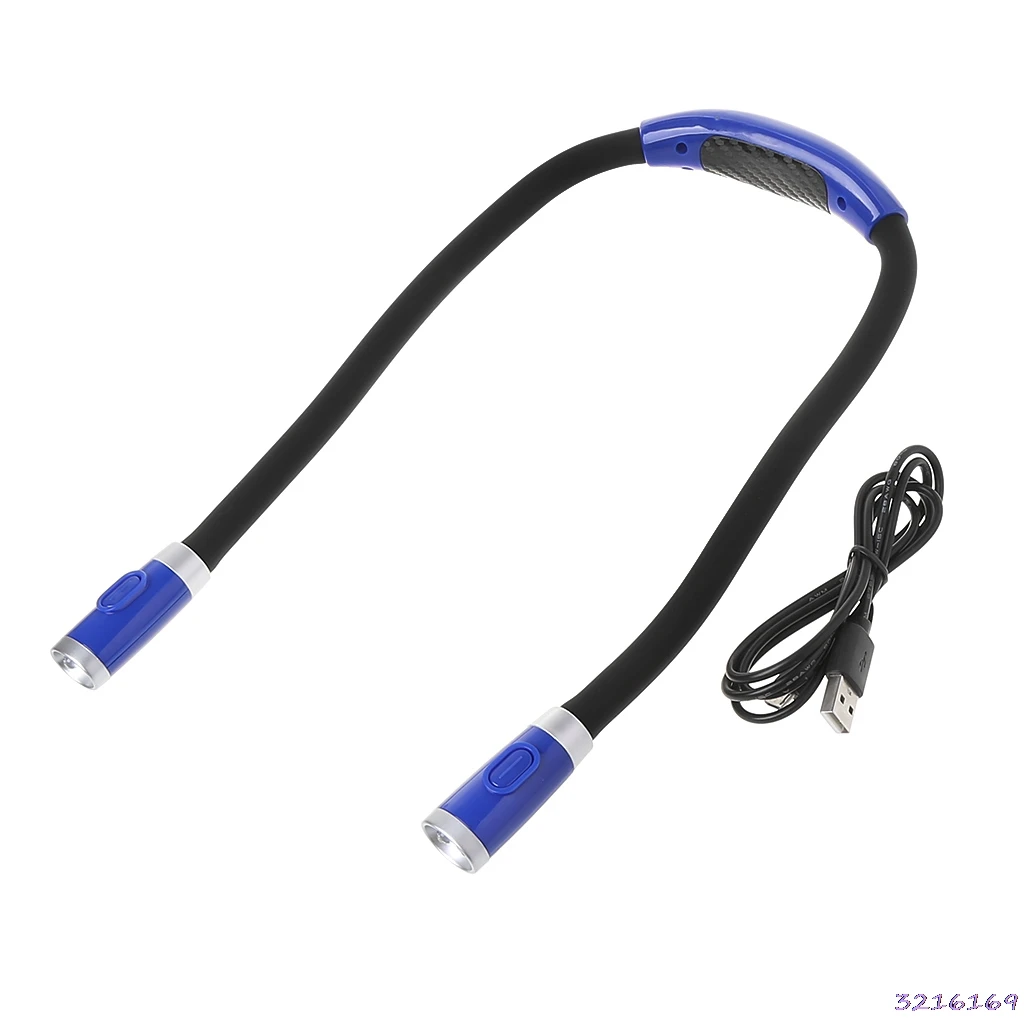 

Rechargeable Neck LED Book Light Hands Free Flexible Arms Bed Reading Car Supply