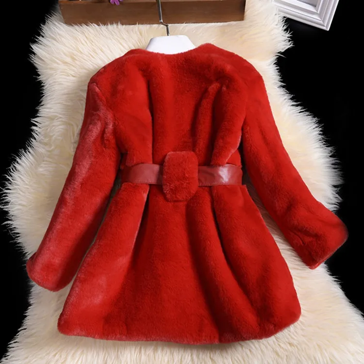 2016 Winter Children s clothing faux rabbit fur coat large children girl furry overcoat children s
