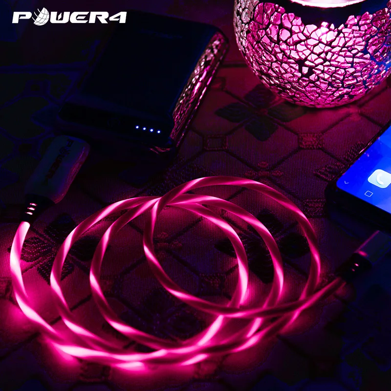 

Power4 Flowing Light USB Cable Fast Charging Type C Phone Charging Cord For iPhone Original Charger Cable Micro USB