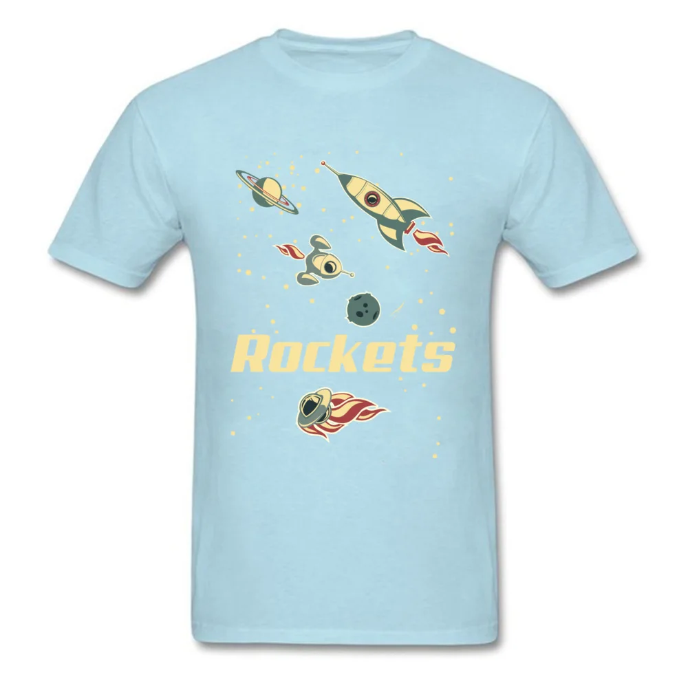 Rockets 100% Cotton Fabric T Shirt for Men Short Sleeve comfortable Tops & Tees Plain Summer Autumn O Neck Tops Shirts Custom Rockets light