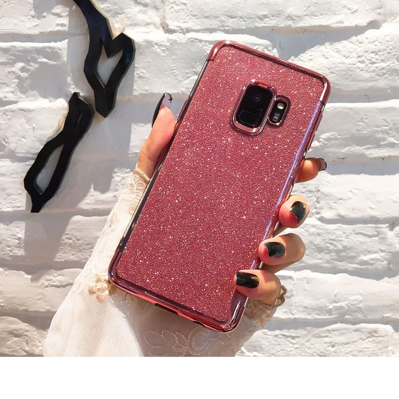 Glitter Soft TPU Plating Case For Samsung Galaxy S9 S8 Plus A6 A8 J4 J6 A5 A7 A9 2018 2017 S6 S7 Edge Note 8 9 Bling Coque |