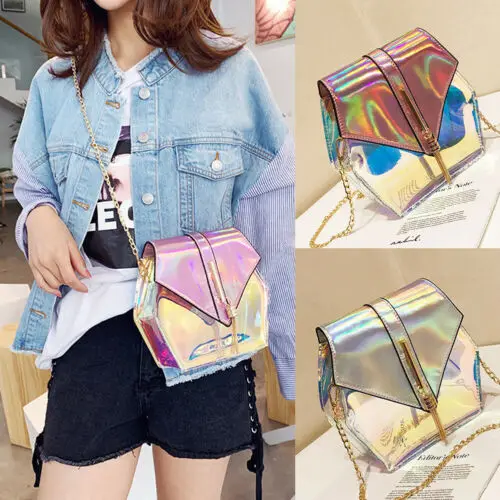 

Hologram Laser Chain Bag Women Lady Shoulder Handbag Messenger Purse Cross Body