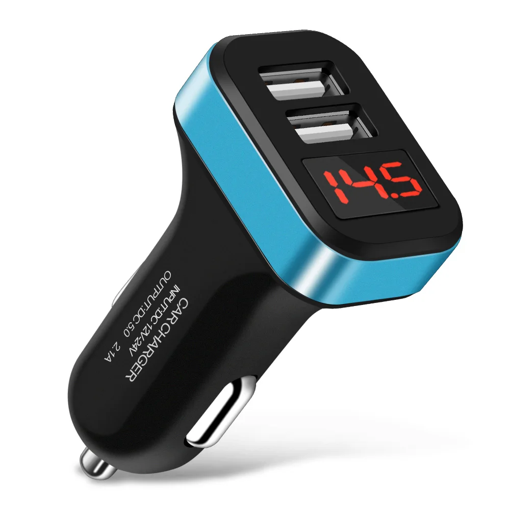 Digital Display Dual USB Car Charger For iPhone X 8 7 Xiaomi Samsung Fast Charging Voltage Monitoring Universal GPS Car-Charger (4)